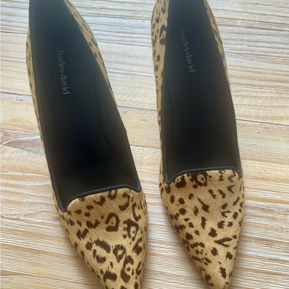 Charles David Tan Leopard-Print Pumps